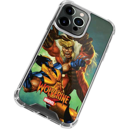 Marvel X-Men Wolverine Vs Sabretooth iPhone 14 Pro Clear Case